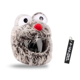 x xotic tech Motorcycle Helmet Cover Sleeves Cartoon Fluffy Plush Full Face Helmets Hat Cover Protective Decoration for Fun Rides and Gift w/Keychain (Gray Big Eye)