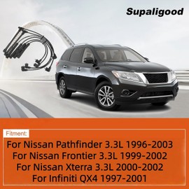 supaligood High Performance Spark Plug Wires for 1996-2003 Nissan Frontier Pathfinder Xterra 3.3L VG33E, No. 224500W025, 224404S127 （Heat Resistant Silicone Spark Plug Wires Set of 6）