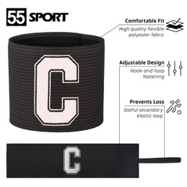 55 Sport Football Adult & Junior Captain's Armband - Junior - Black