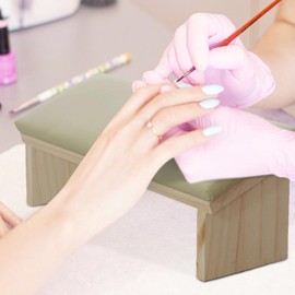 Hand Rest for Nails Tech - Bevel Design Manicure Wooden PU Leather Arm Pads,Sturdy Nail Polishing Arm Rest, Comfortable Accessories for Enhanced Client Experience