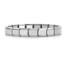 Quiges - 9 mm Italian Style Module Bracelet Shiny Stainless Steel with Opening Tool Complete for Italian Charm Modules, Gemstone