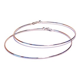 4 Inch Hoop Earrings Thin Silver Hoop Earrings Rhodium Plated Hoops
