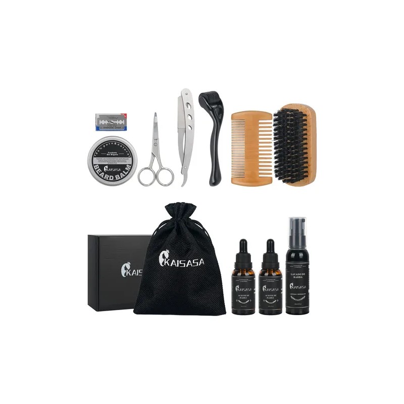 Kit Barba Cuidado Para Hombres Herramientas De Bigote 11pcs
