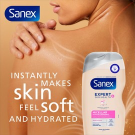 Sanex Expert Skin Health + Micellar Hypoallergenic Shower Gel 515ml, for sensitive skin, body wash for men & women, helps protect skin from pollution, gentle antioxidant formula, with vitamin E