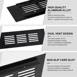Ventilation Grille, Aluminium Ventilation Grille, Rectangular Exhaust Grille, Corrosion Protection with Screws for Ventilation of Cabinets and Bedrooms, Black, 15 x 5 cm
