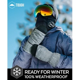 Winter Ski Mittens for Men & Women - Warm Snow Mitts for Cold Weather - Designed for Snowboarding, Skiing, Shoveling - Waterproof Gloves with Nylon Shell, Thermal Insulation & Synthetic Leather Palm