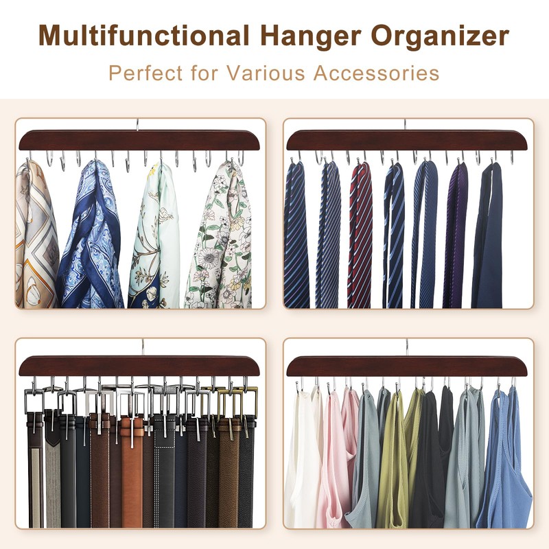Belt Hanger for Closet, Sturdy Wood Belt Rack Closet Accessories