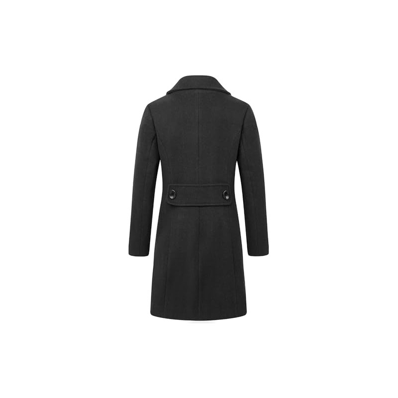 chouyatou Women Elegant Notched Collar Double Breasted Wool Blend Over