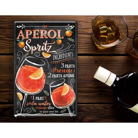 Schilderkreis 24 Tin Signs Cocktail Recipe Decorative Metal Sign for All Bar Counter or Pub Owners Gift for Birthday or Christmas 20 x 30 cm (Aperol)