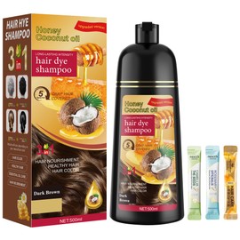 ZENITHGLO Dark Brown Hair Dye Shampoo 3 in 1 for Women & Men 100% Gray Hair Coverage - Herbal Ingredients Natural Plant Hair Color - Hair Dye in Minutes 17.6 Fl Oz