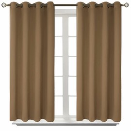 BGment Blackout Curtains for Living Room - Grommet Thermal Insulated Room Darkening Curtains for Bedroom, 2 Panels of 52 x 45 Inch, Taupe