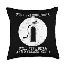 Fill With Beer And Release Hose Fire Extinguisher Throw Pillow