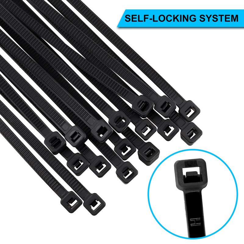 MEKEET Small Cable Ties Black 100 Pack - 200mm x