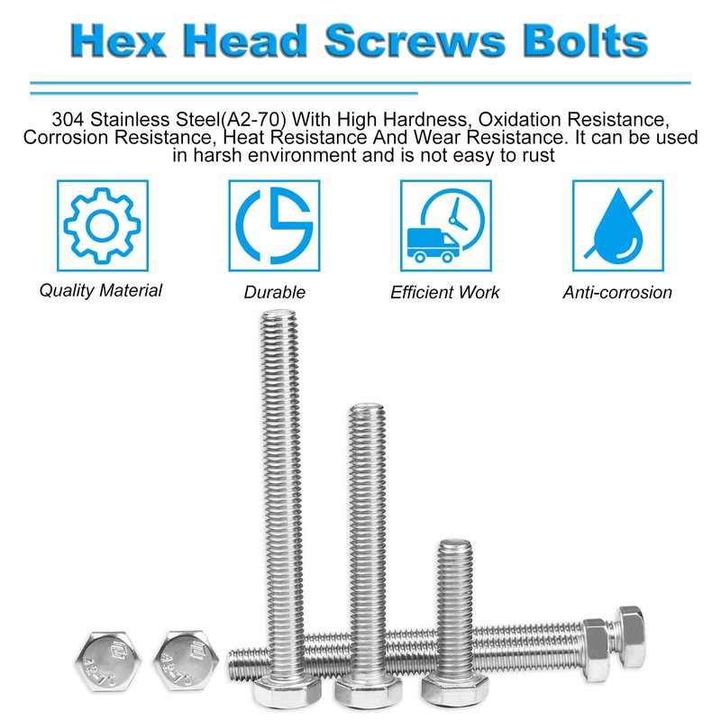 Yinpecly 5 Pcs M8 Hex Bolts M8-1.25 x 150mm Hex