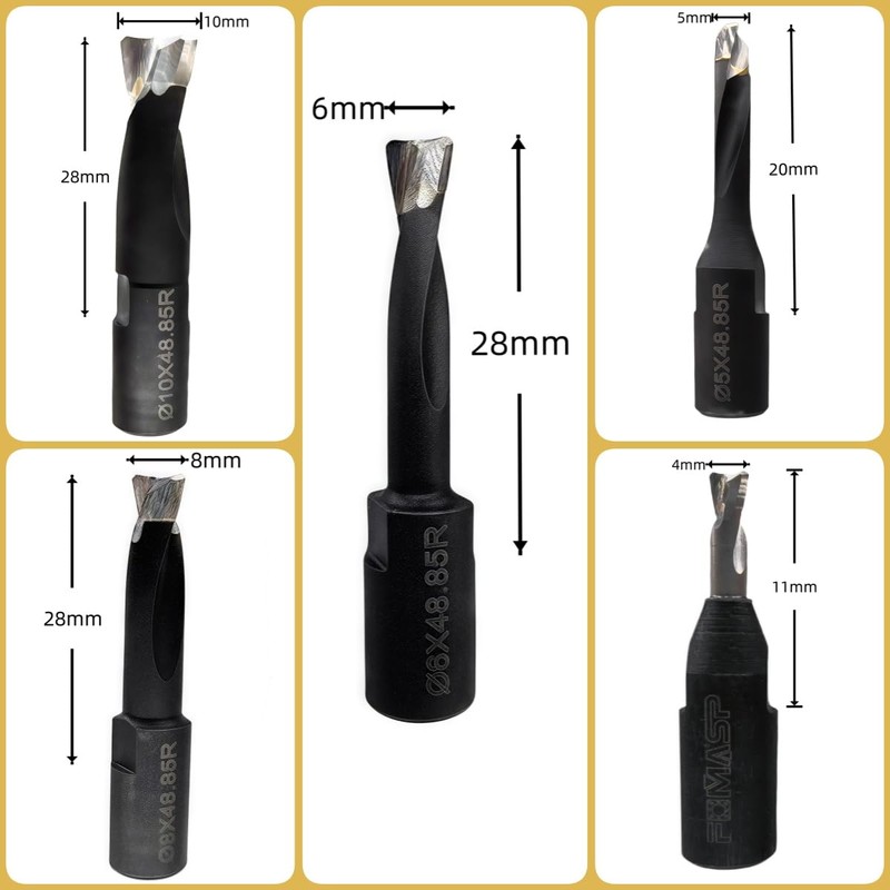FomaSP Domino Cutter,Solid Carbide Domino Bits Set Include 4mm/5mm/6mm/8mm/10mm for