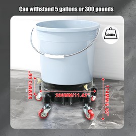 CNQLIS 5 Gallon Ducket Dolly with Wheels - Rolling Detailing Wash Bucket Cart with 5 Wheels and 2 Locking Casters, Fits 2.5, 4, 5 Gallon Buckets - Easy Mobility for Car Detailing and Cleaning