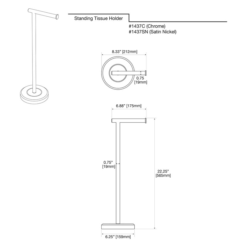 Gatco 1437SN Latitude II Freestanding Toilet Paper Holder Stand, Standing