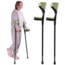 ENLUNTRA Forearm Crutches for Adults, 2 Pcs, Adjustable Arm Crutch with Elbow Strap and Cushion, Portable and Foldable Crutches, Purple