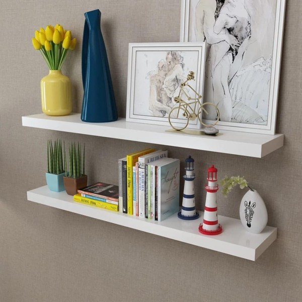 Vivastate Stylish Floating Wall Display Shelves for Home Organization, Books