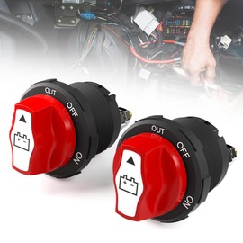 PSEQT 2Pcs Battery Disconnect Switch, Master Cut Shut Off Isolator Rotary Switch 12V-48V for Car Trailer Truck RV ATV Boat, Max 32V DC 50A Cont 75A Power On-Off-Out Switches