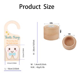 Tooth Fairy Door Hanger - Blue Wooden Tooth Fairy Money Holder Box for Lost Tooth, Cute 3D White Tooth Keepsake Cartoon Image.