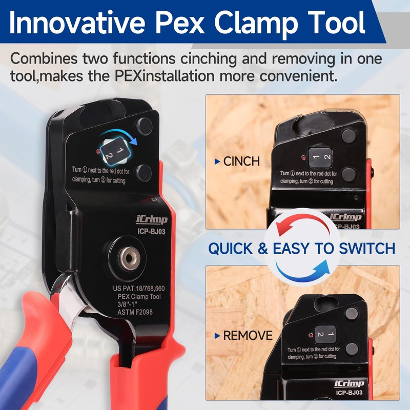 iCrimp One-Hand PEX Pipe Cinch Tool meets ASTM F2098 Standard