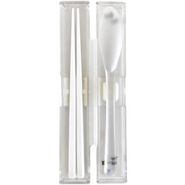 Iwasaki Industrial Spoon and Chopsticks Set, 7.1 inches (18 cm), White, Comes in a Very Strong Case