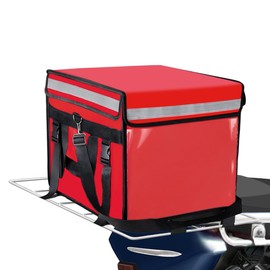 TooCust Large Insulated Food Delivery Bag with Fixed Base and Internal Frame, XXL 19.7" x 15" x 15", Commercial Pizza Delivery Bag w/Divider, Waterproof & Foldable Catering Bag Food Deliveries, Red