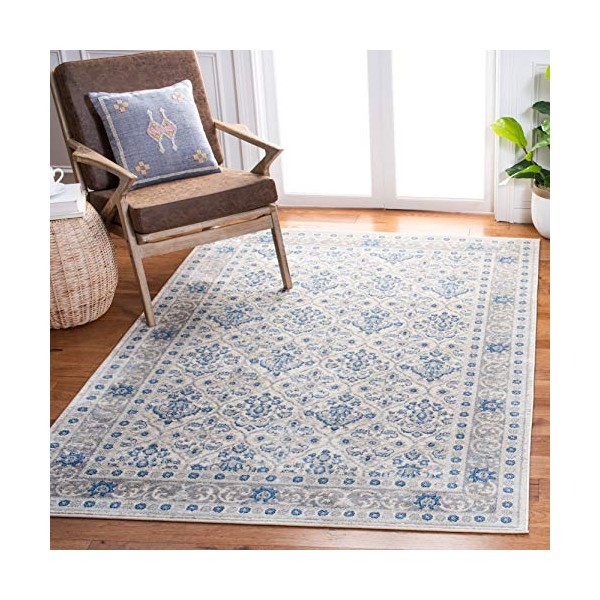 Safavieh Brentwood Collection BNT870A Oriental Damask Trellis Area Rug, 6'7"