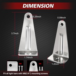 LTEODCHEW LED Light Bar Side Mounting Brackets 2PCS, Adjustable Universal Side Mount Brackets Kits for Straight or Curved Off Road Light Bar Stainless Steel Silver - M6