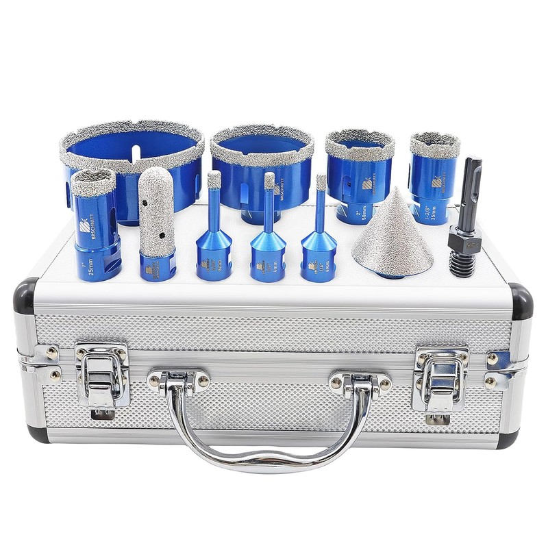 Diamond Core Drill Bit Set - 6/6/8/25/35/50/75/100mm Tile Hole Saw