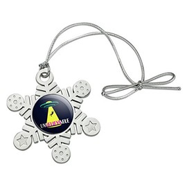 GRAPHICS & MORE Unbelievable Alien Believe UFO Flying Saucer Metal Snowflake Christmas Tree Holiday Ornament