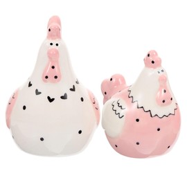 Garneck 2pcs Ceramic Chicken Salt and Pepper Shaker Set, Easter Chicken Canister Set Hen Shape Seasoning Bottle Salt Container Dining Table Decor for Easter Party