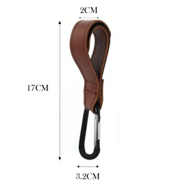 2 Pcs Stroller Hooks, Buggy Clips PU Leather Pram Hook Clips for Bags Handbag, Non-Slip Heavy Duty Universal Stroller Clips for Baby Travel Essentials, Carry 10kg per pram Clip (Leather, Brown)