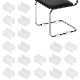 PATIKIL 20pcs U Chair Leg Caps, 11mm U Shaped Chair Leg Floor Protectors Chair Foot Rectangle Chair Leg Tips Covers Pads Slide Smoothly for Hardwood Floors, White
