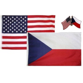 Wholesale Combo USA & Czech Country 2x3 2'x3' Flag & Friendship Lapel Pin