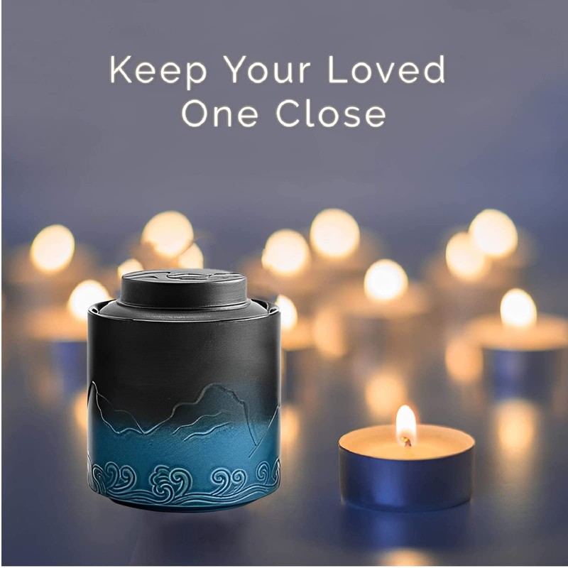 NS Online Small urn Human Ashes Keepsake - Black Blue