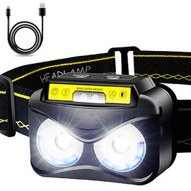 LETOUR Rechargeable Sensor Head Light 2000LM 1200mAh 180°Adjustable 6Mode Hands Free Flashlight Headlamp Waterproof for Running, Camping, Hunting, Cycling, Emergency(LT-OWL)