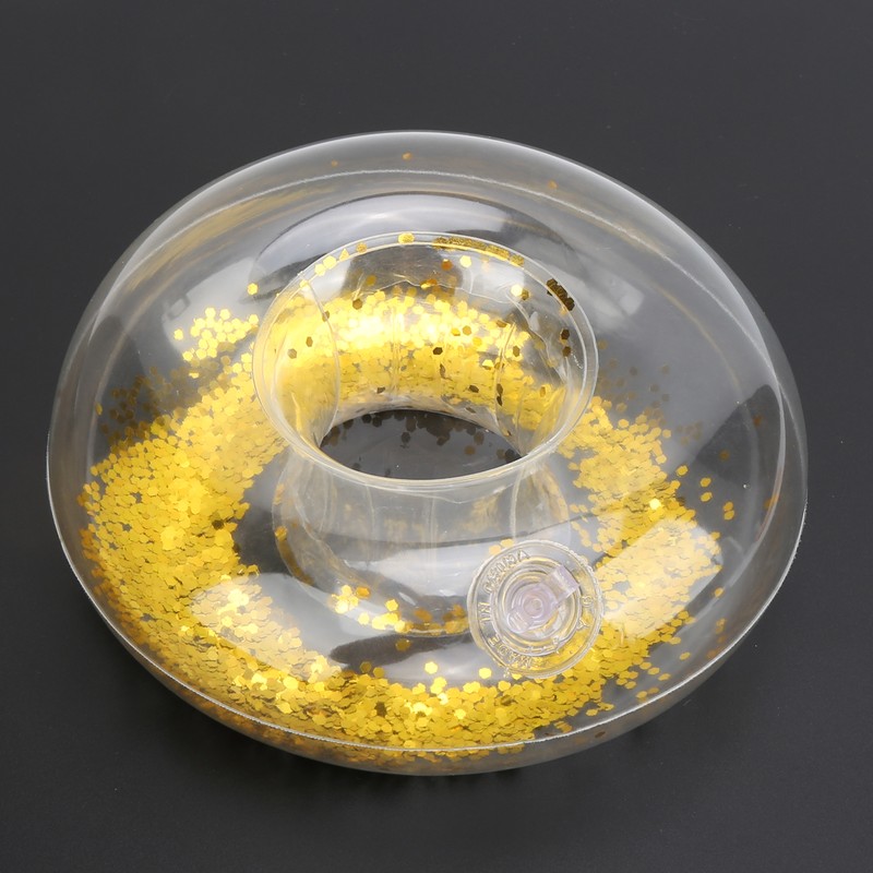 10pcs Round Gold Sequins Inflatable Drink Cup Holders Swimming Pool