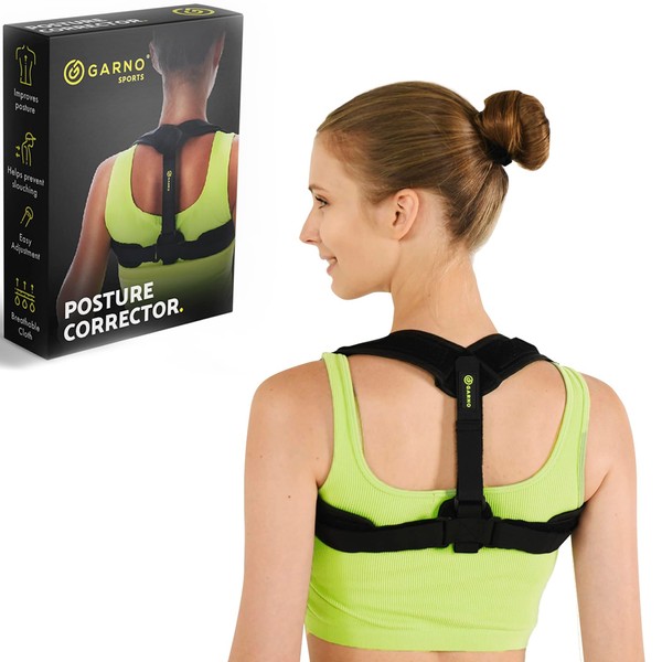 GARNO Posture Corrector for Men & Women, Back Brace with Fully Adjustable Straps, Invisible Trainer for Straight Spine; Supports Neck, Clavicle, Shoulders; Prevents Slumping & Scoliosis, Hunchback, Reliefs Pain; Fits Most (Small - Plus Size XXL)