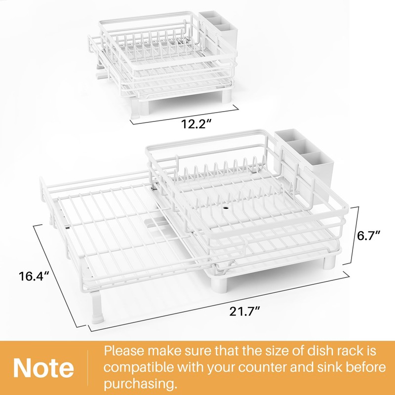SNTD Dish Drying Rack - Extendable Dish Rack, Large Sink