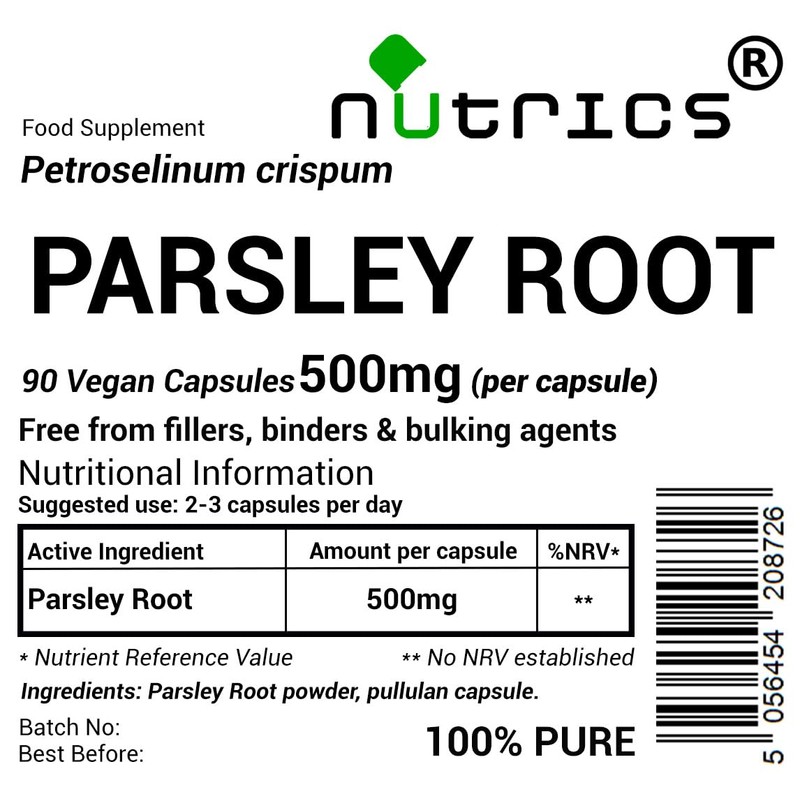 Nutrics® 500mg Parsley Root x 90 V Capsules (1 Month