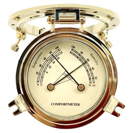 THALASSA 3.8" Boat Hygrometer Thermometer Marine Thermo-Hygrometer – Compact, Flush-Mounted Copper Alloy for Boats Yachts & Ships, Ensures Optimal Air Quality & Equipment Protection in Marine