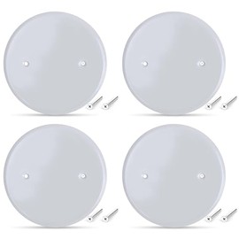 (4 Pack) AP-12031, 5 Inch White Metal Ceiling Blank-Up Cover, Used to Cover 3-1/2 Inch Round/Octagon Box Openings in Ceilings or Walls, Mounting Screws Included, Holes are Spaced 2.75 Inches