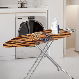 Daulesho Wild Tiger Steam Ironing Board Cover, Vivid Tigers Texture 15x54 Inch Standard Size, Brown Gradient Stripe Ironing Board Cover for Smooth Iron Machine Washable