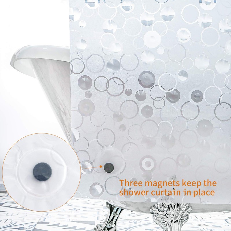 WELTRXE Shower Curtain Liner with Magnets, Shower Curtains Waterproof for