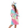 Doctor Unicorn Girls Fleece Hooded Robe Toddler Warm Fuzzy Bathrobe
