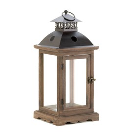 Outdoor/Indoor 18.5"H Large Rustic Monticello Antique Wooden Candle Lanterns