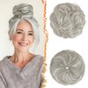BARSDAR 2 PCS Messy Bun Hair Pieces - Elastic Gray