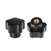 sourcing map M5 Nut Thread Clamping Knob Black Plastic 5